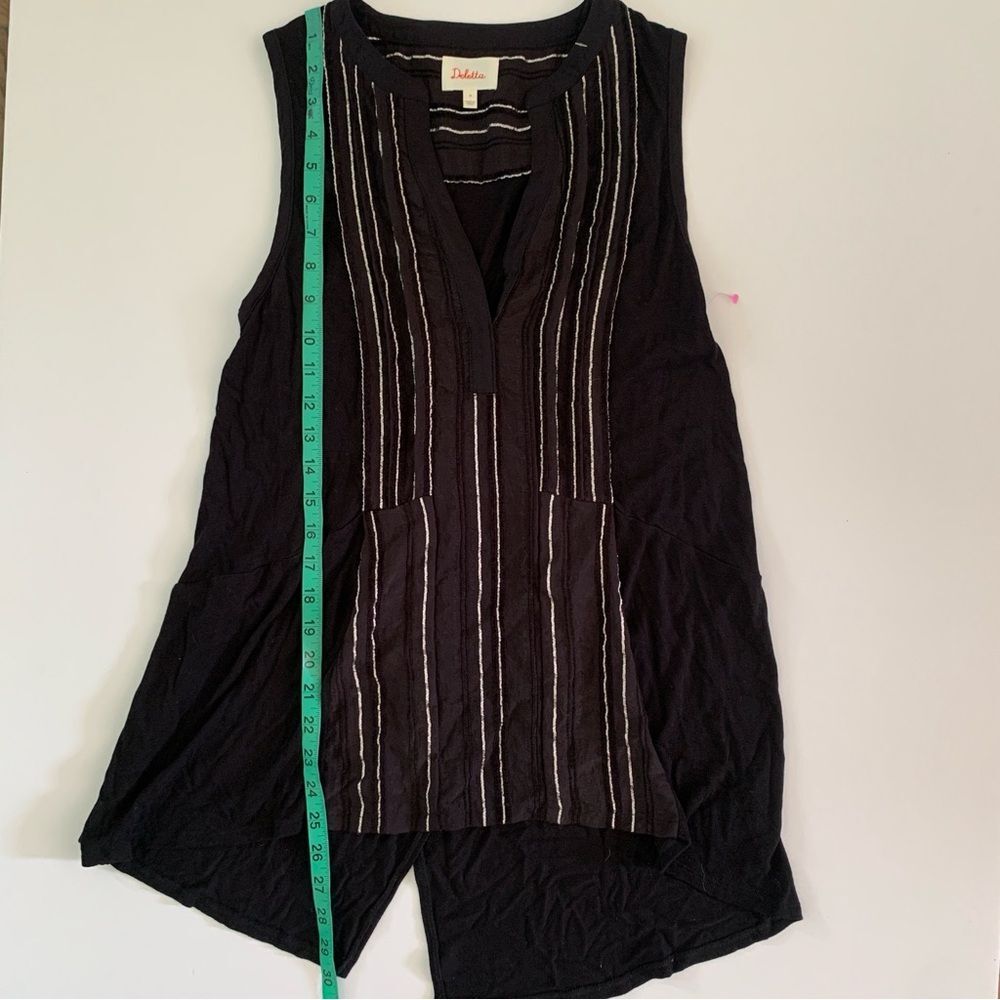 Anthropologie Deletta Shimmering Eve Black Tunic Blouse Size Medium - Picture 13 of 13